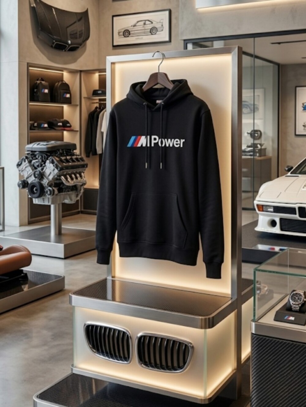 UNISEX - BMW M Power Black Hoodie - MPower Logo